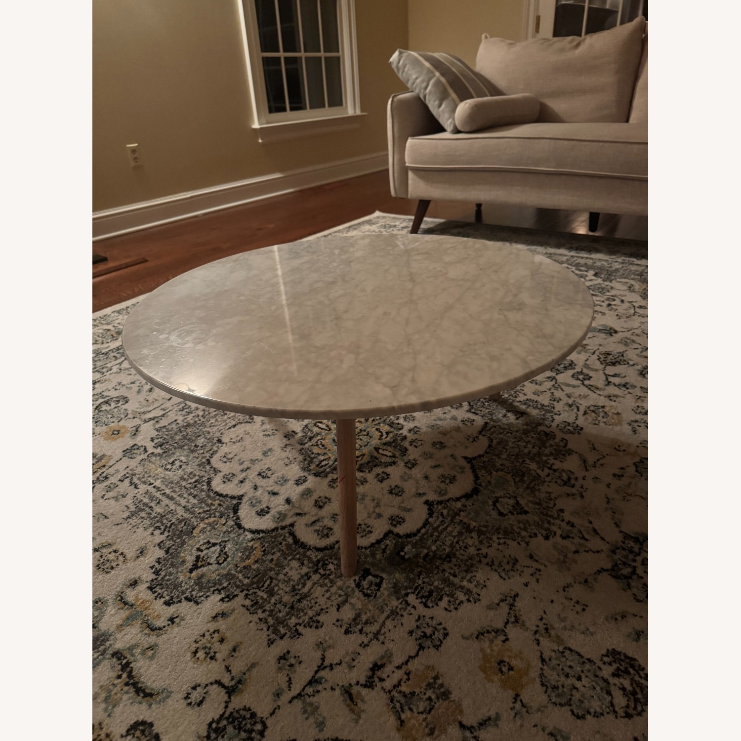 Marble Coffee Table with Solid Oak Legs - image-2