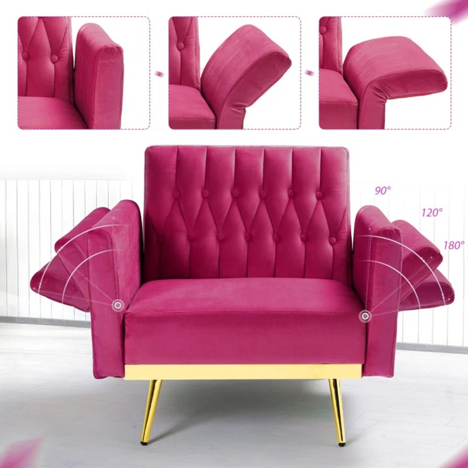 Wayfair Evelyn Quinn Pink Velvet Accent Chair & Ottoman - image-1