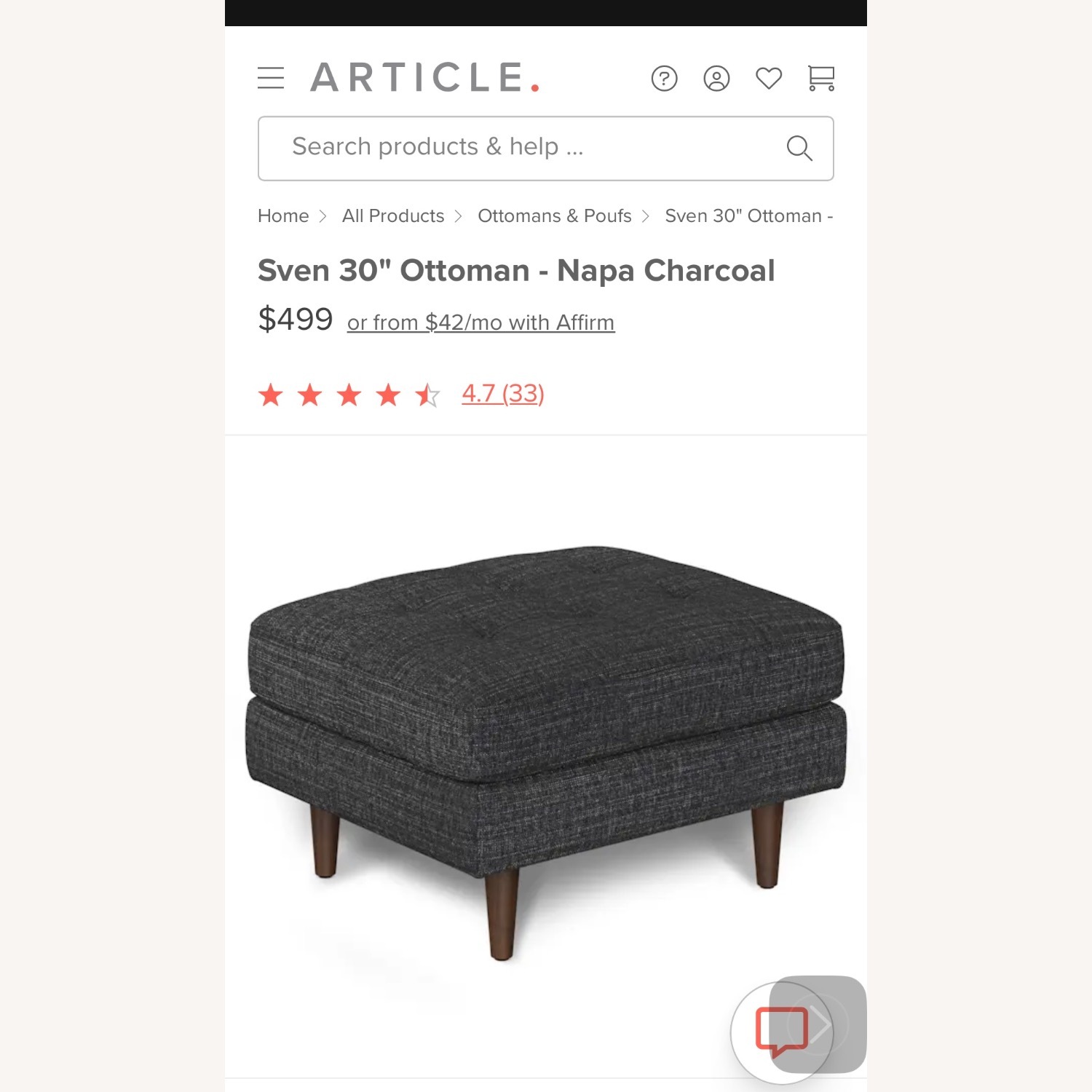 Article Sven 88" Couch in Dark Gray - image-4
