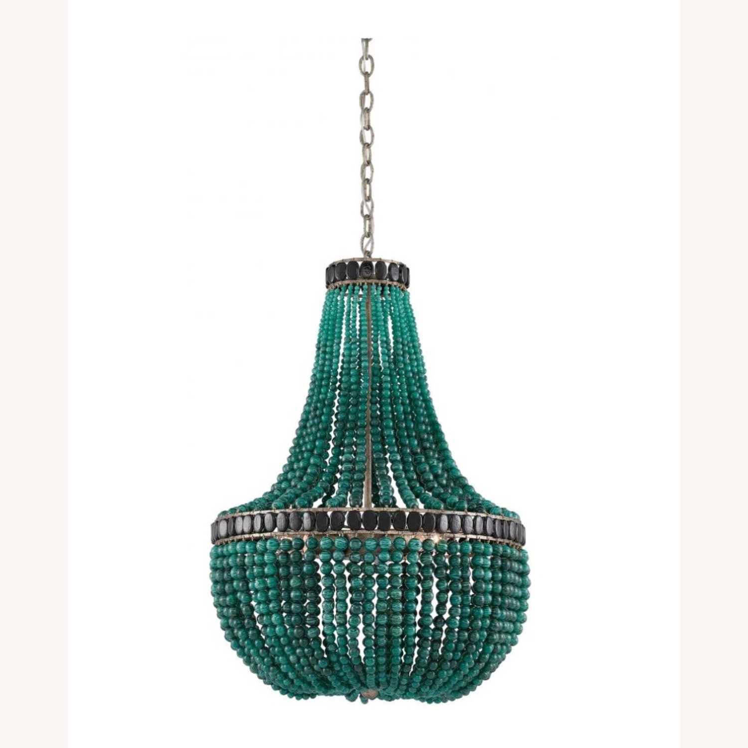 Emerald Green and Black Beaded Chandelier - image-1