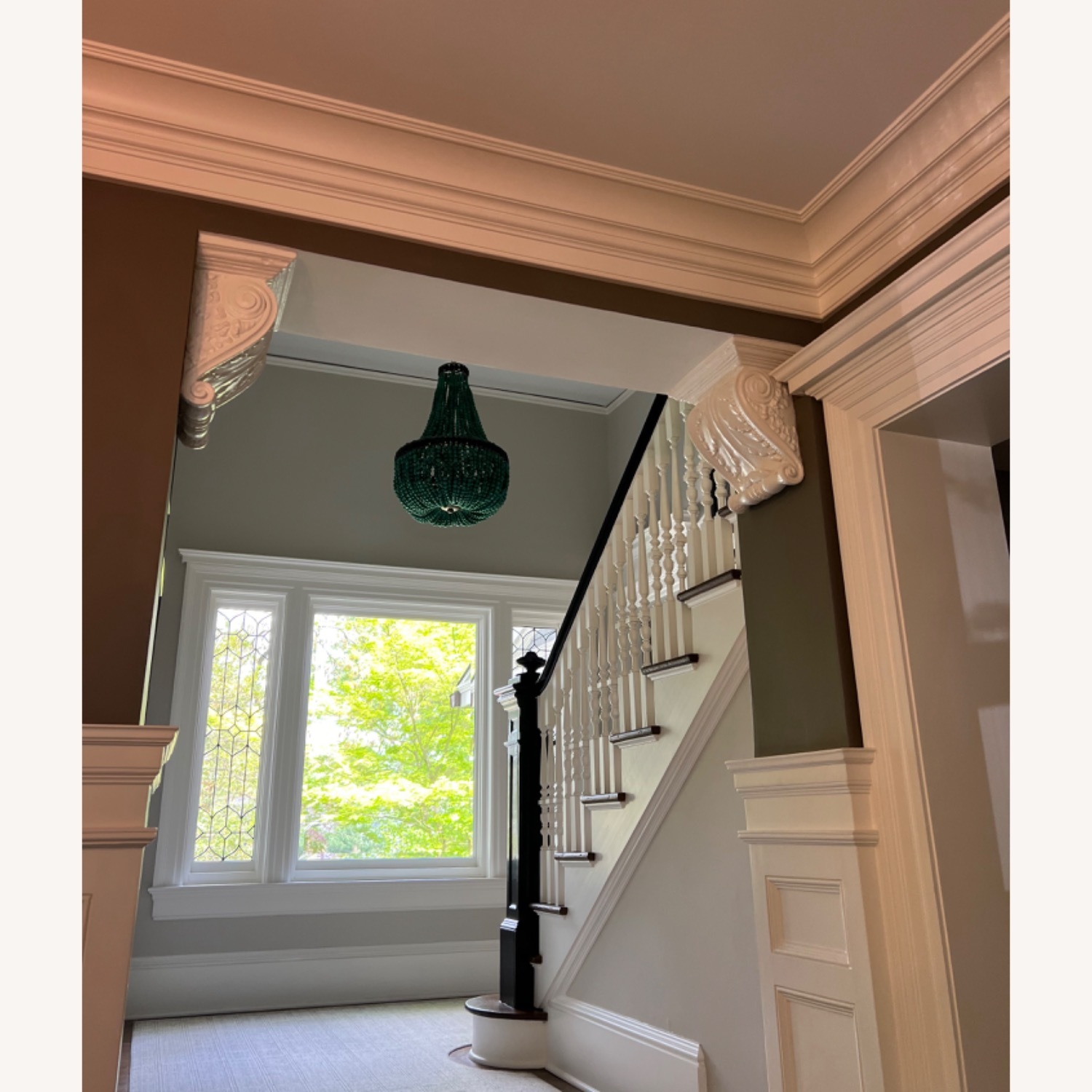 Emerald Green and Black Beaded Chandelier - image-2