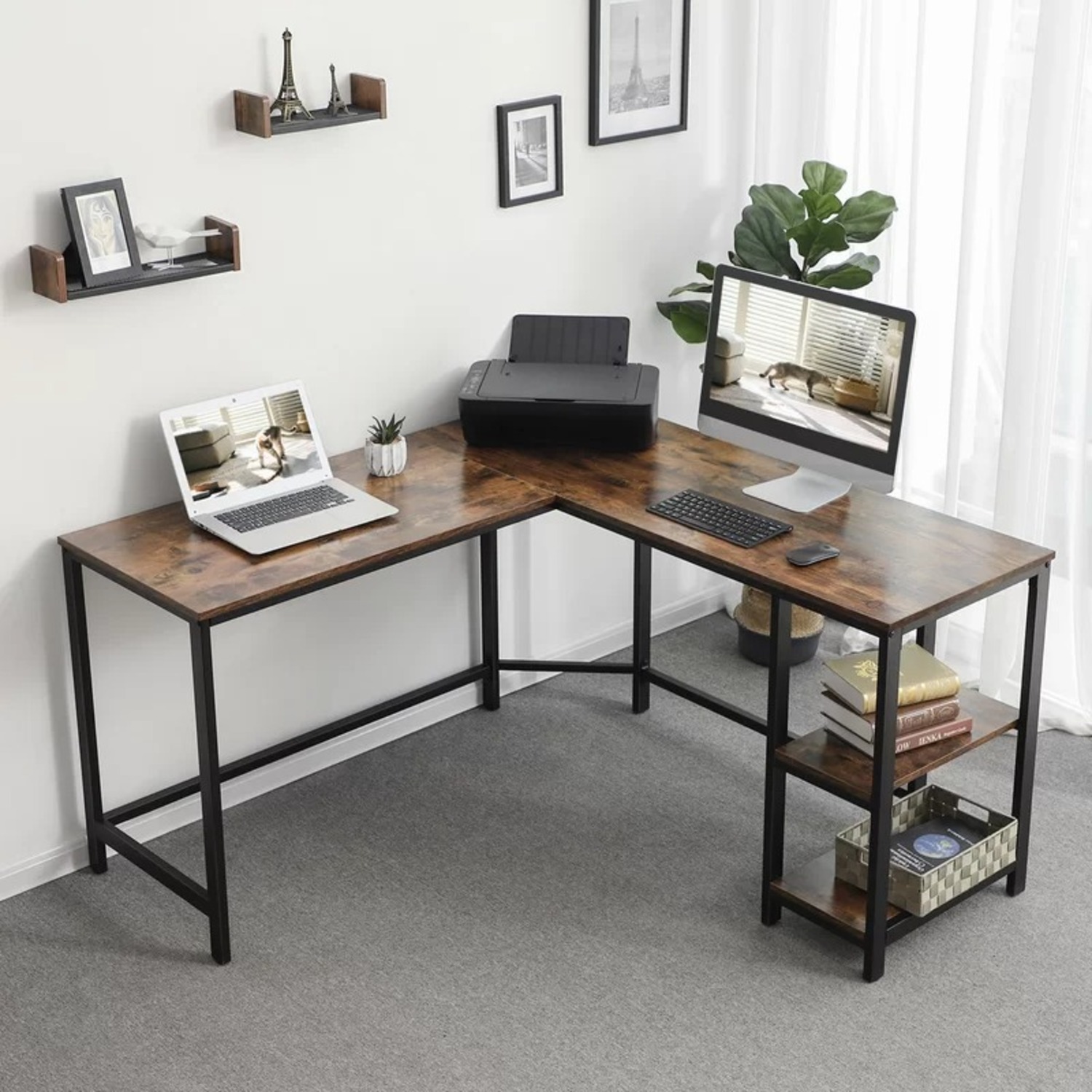 Wayfair Enprise 54.3'' L-Shaped Metal Base Writing Desk - image-1
