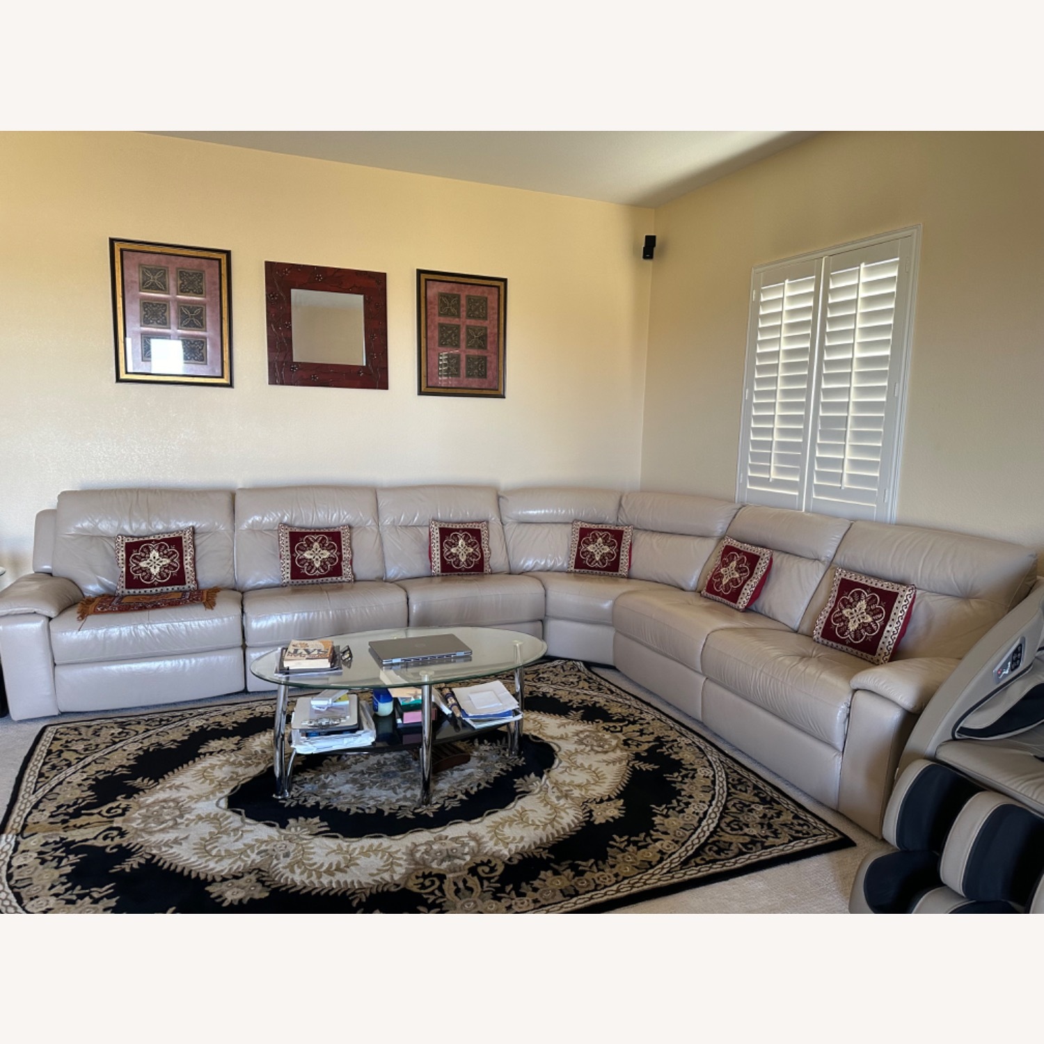 6 Pieces Leather Sectional with 4 Power Recliners - image-3