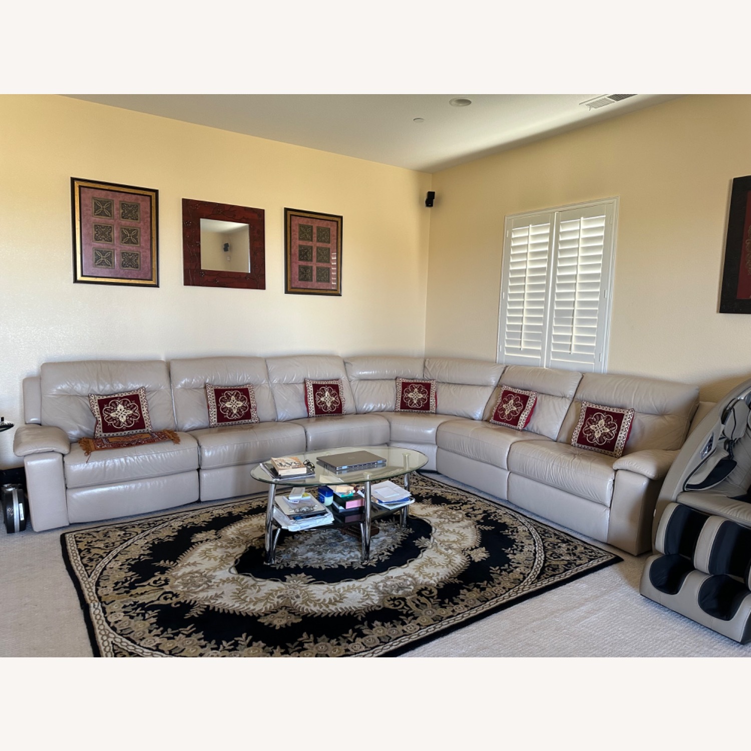 6 Pieces Leather Sectional with 4 Power Recliners - image-2