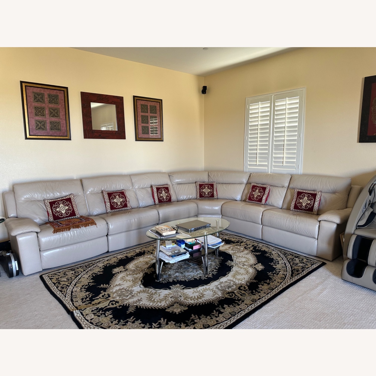 6 Pieces Leather Sectional with 4 Power Recliners - image-1