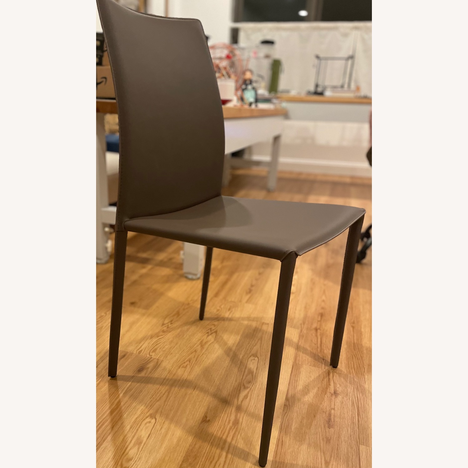 Nuevo Brown Leather Dining Chair - image-2