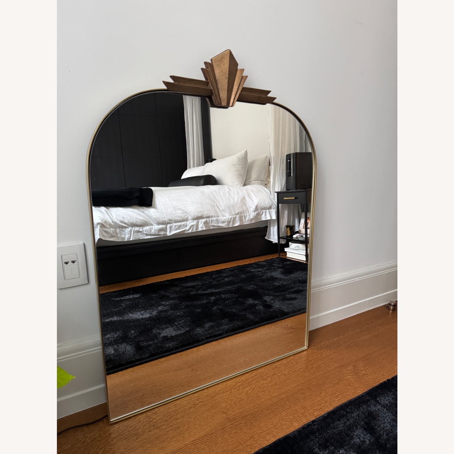 CB2 Nouveau Arched Brass Wall Mirror - image-1