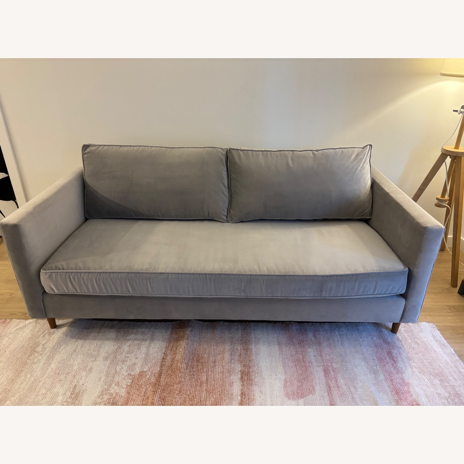 West Elm Harris Storm Gray Deluxe Velvet Sofa - image-2