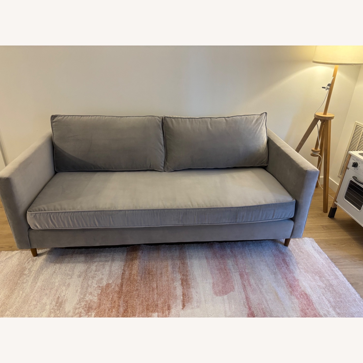 West Elm Harris Storm Gray Deluxe Velvet Sofa - image-3
