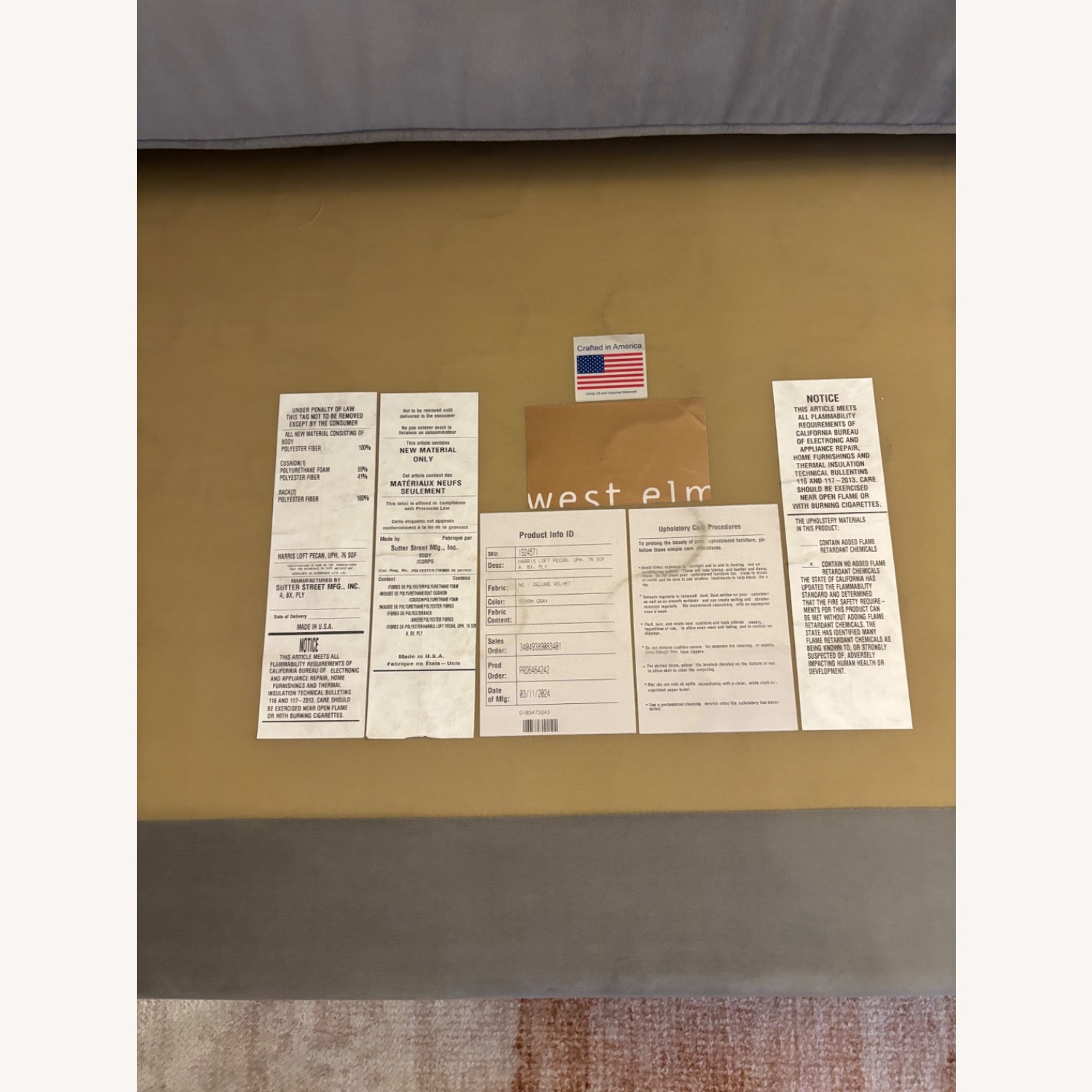 West Elm Harris Storm Gray Deluxe Velvet Sofa - image-5