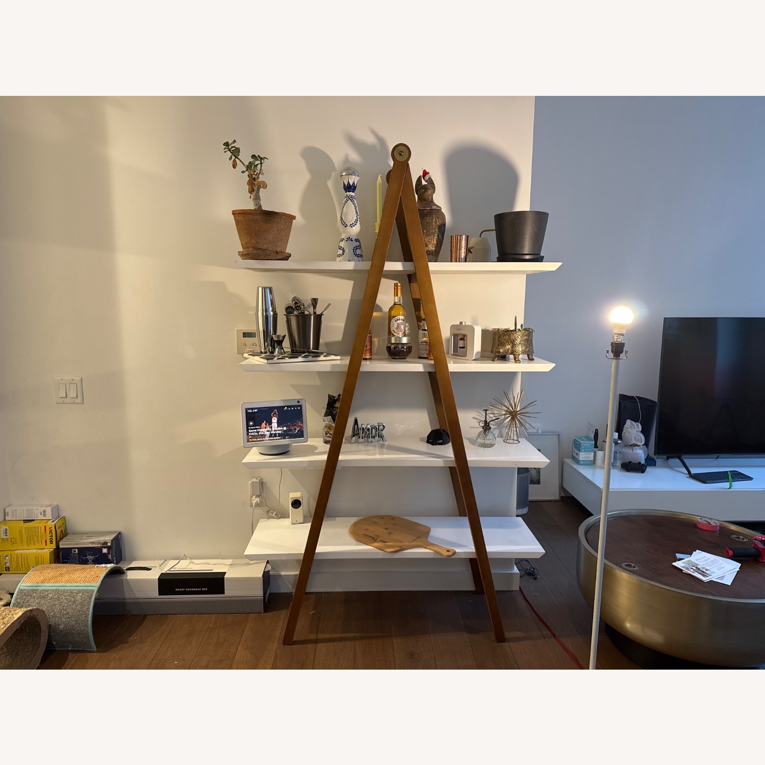 Article Caliper 47" Shelf - White/Walnut - image-2