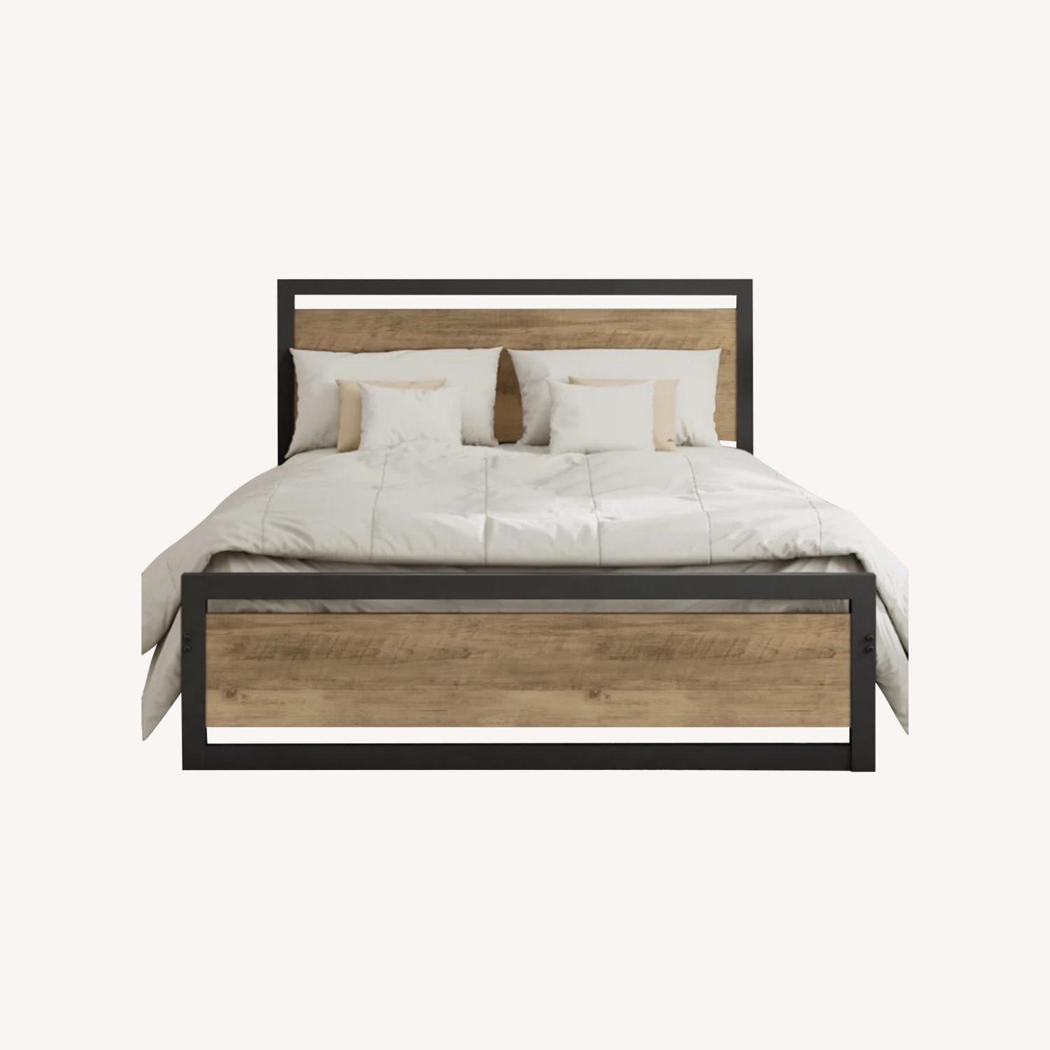 Full Size Wood and Metal Headboard and Frame - image-0