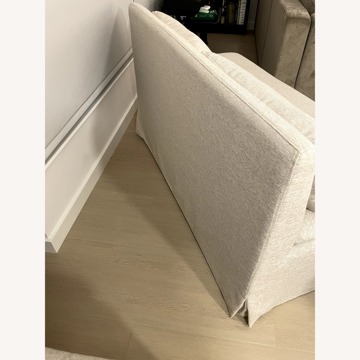 Crate & Barrel Belmar Slipcovered Dining Banquette Bench Ivory - image-5