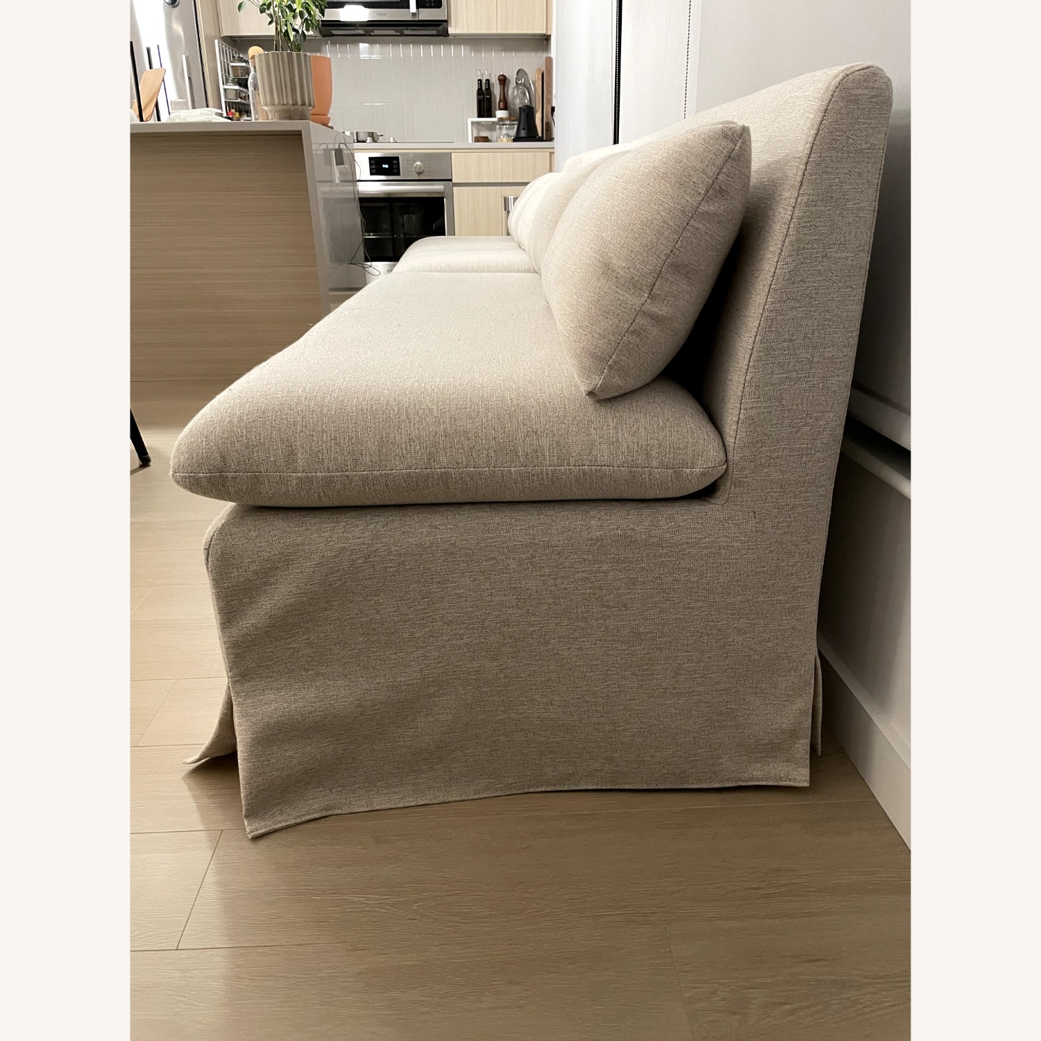 Crate & Barrel Belmar Slipcovered Dining Banquette Bench Ivory - image-4