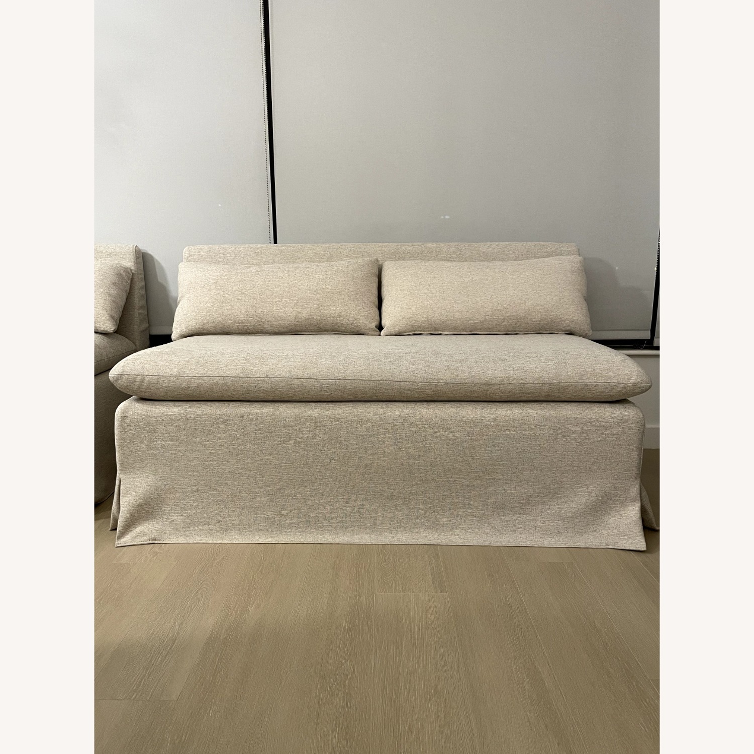 Crate & Barrel Belmar Slipcovered Dining Banquette Bench Ivory - image-3