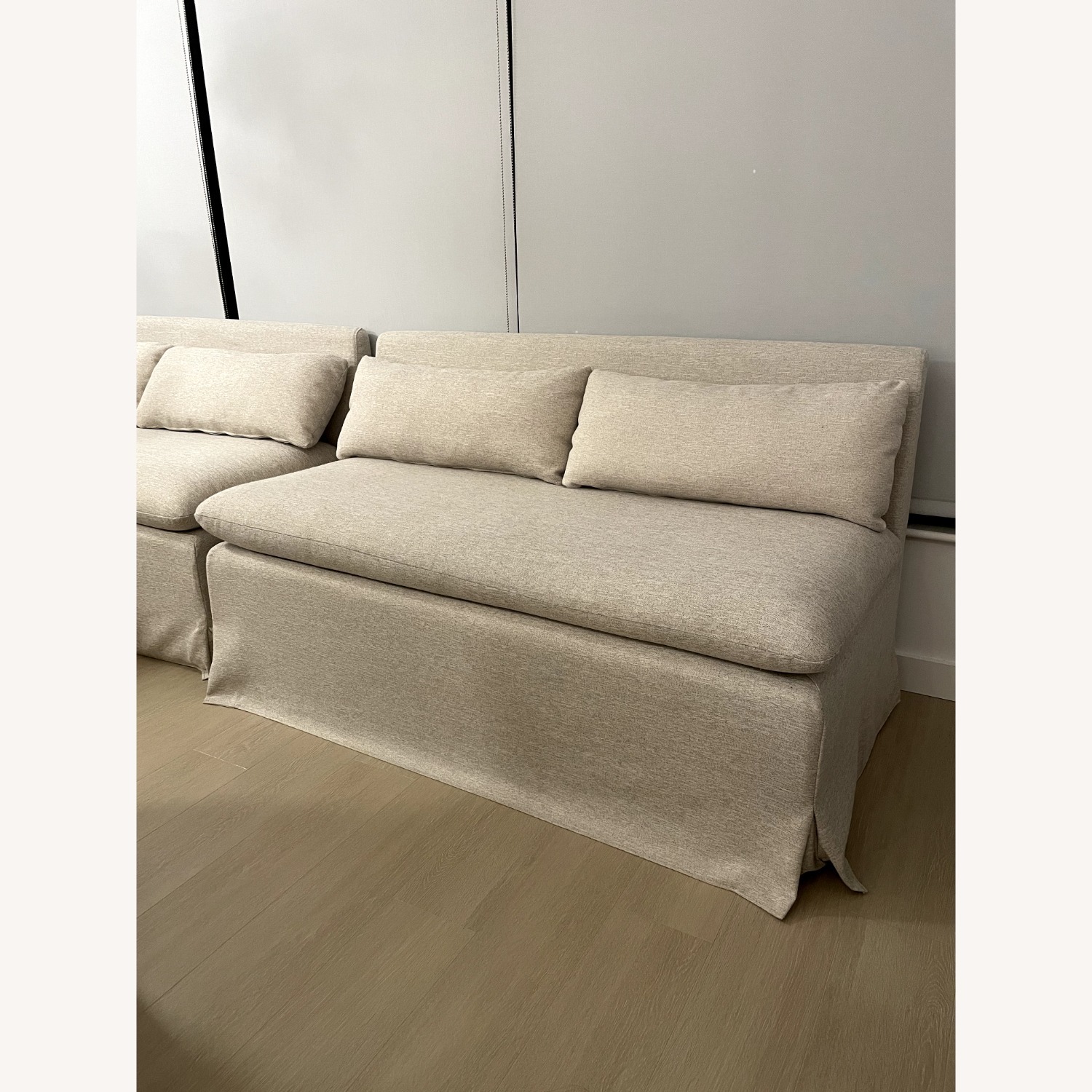 Crate & Barrel Belmar Slipcovered Dining Banquette Bench Ivory - image-1