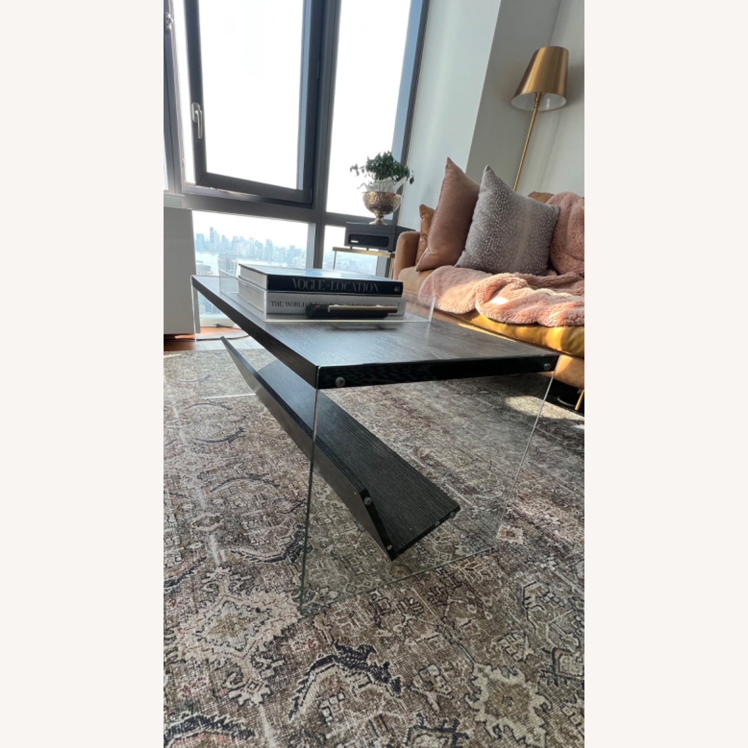 Modern Grey Wood and Glass Coffee Table - image-3