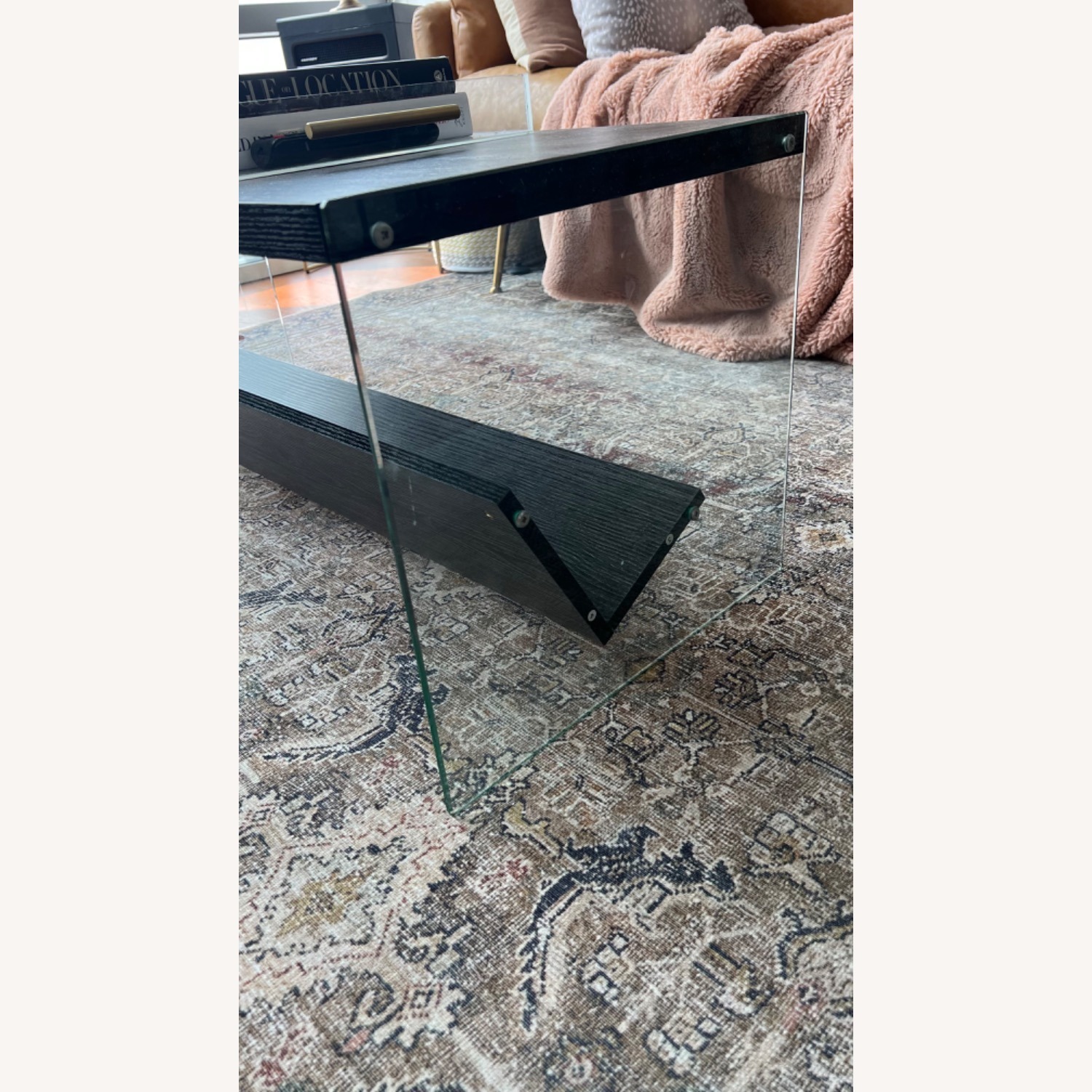 Modern Grey Wood and Glass Coffee Table - image-2