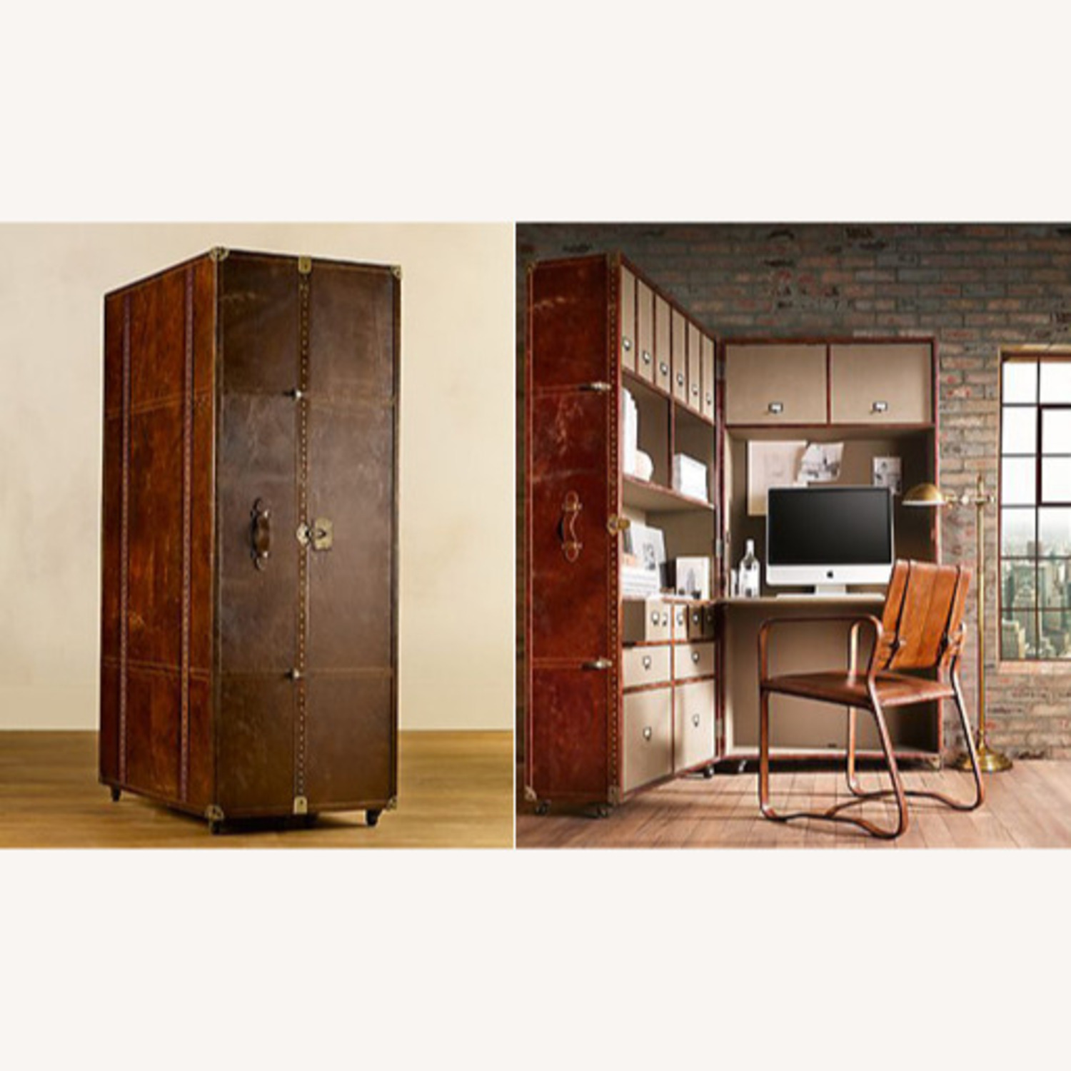 Restoration Hardware Mayfair Steamer Trunk Secretary Desk - image-5