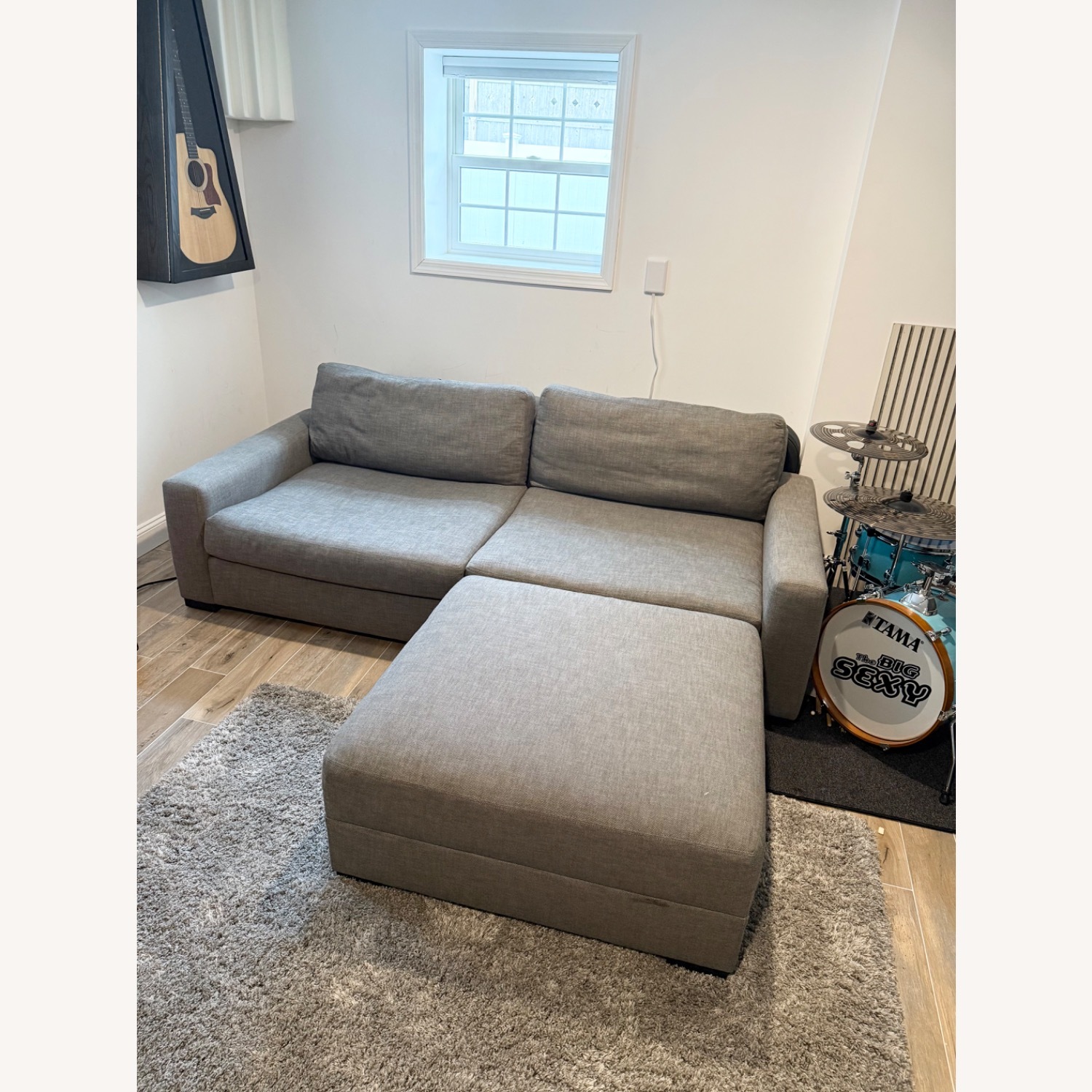 Restoration Hardware Maxwell Grey Sofa w Ottoman - image-4