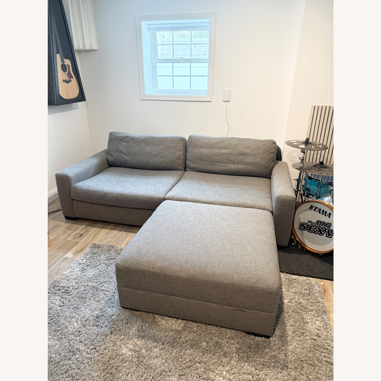 Restoration Hardware Maxwell Grey Sofa w Ottoman - image-8