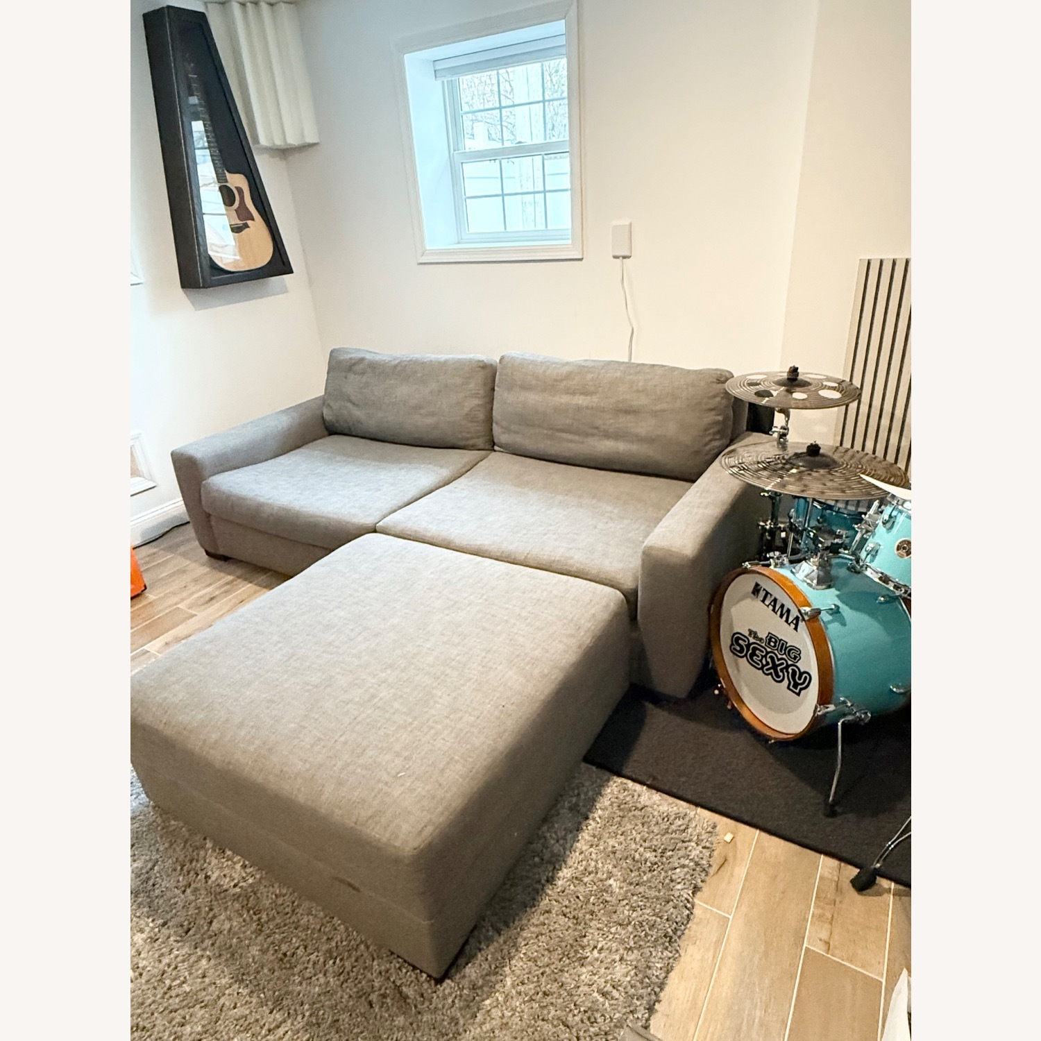 Restoration Hardware Maxwell Grey Sofa w Ottoman - image-6