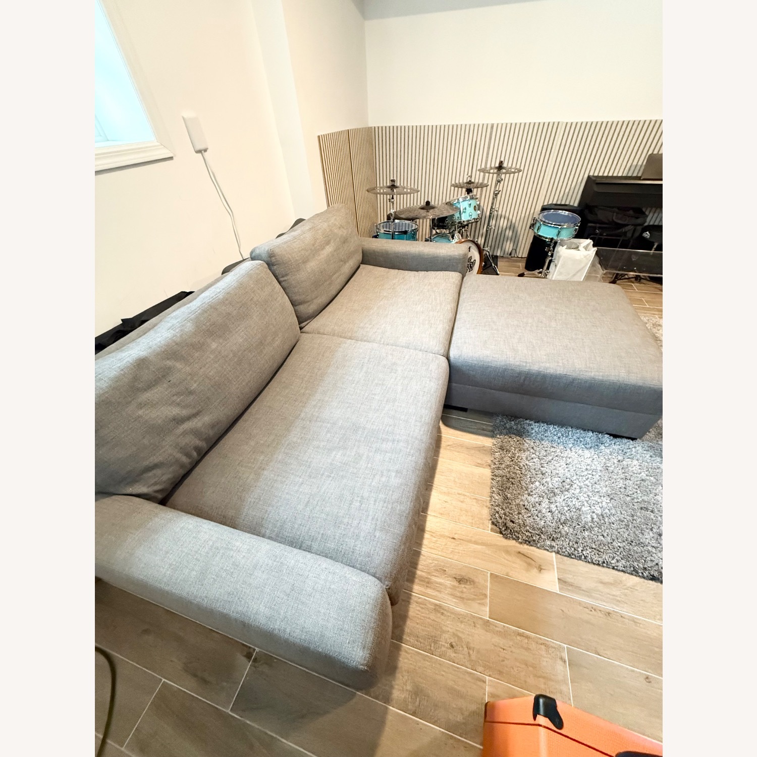 Restoration Hardware Maxwell Grey Sofa w Ottoman - image-9