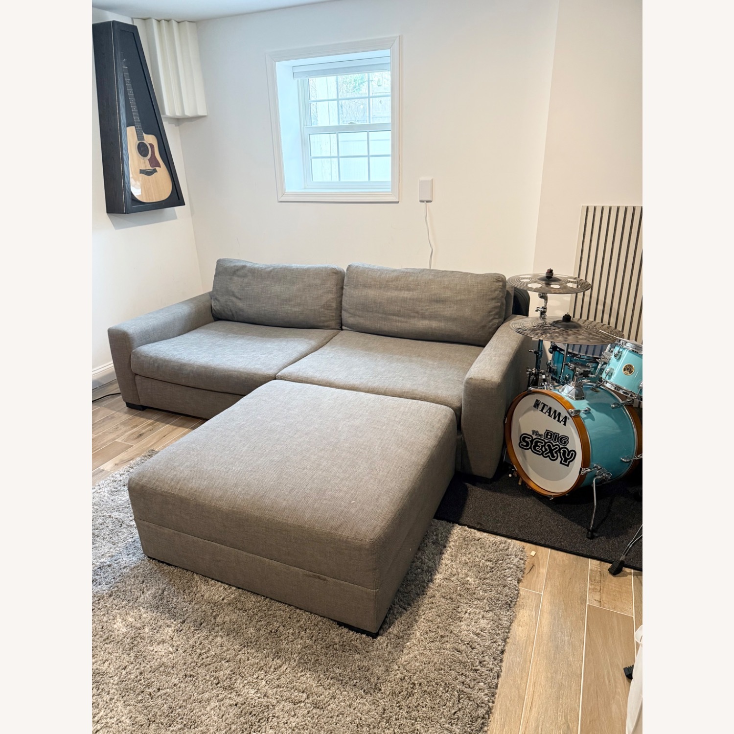 Restoration Hardware Maxwell Grey Sofa w Ottoman - image-3