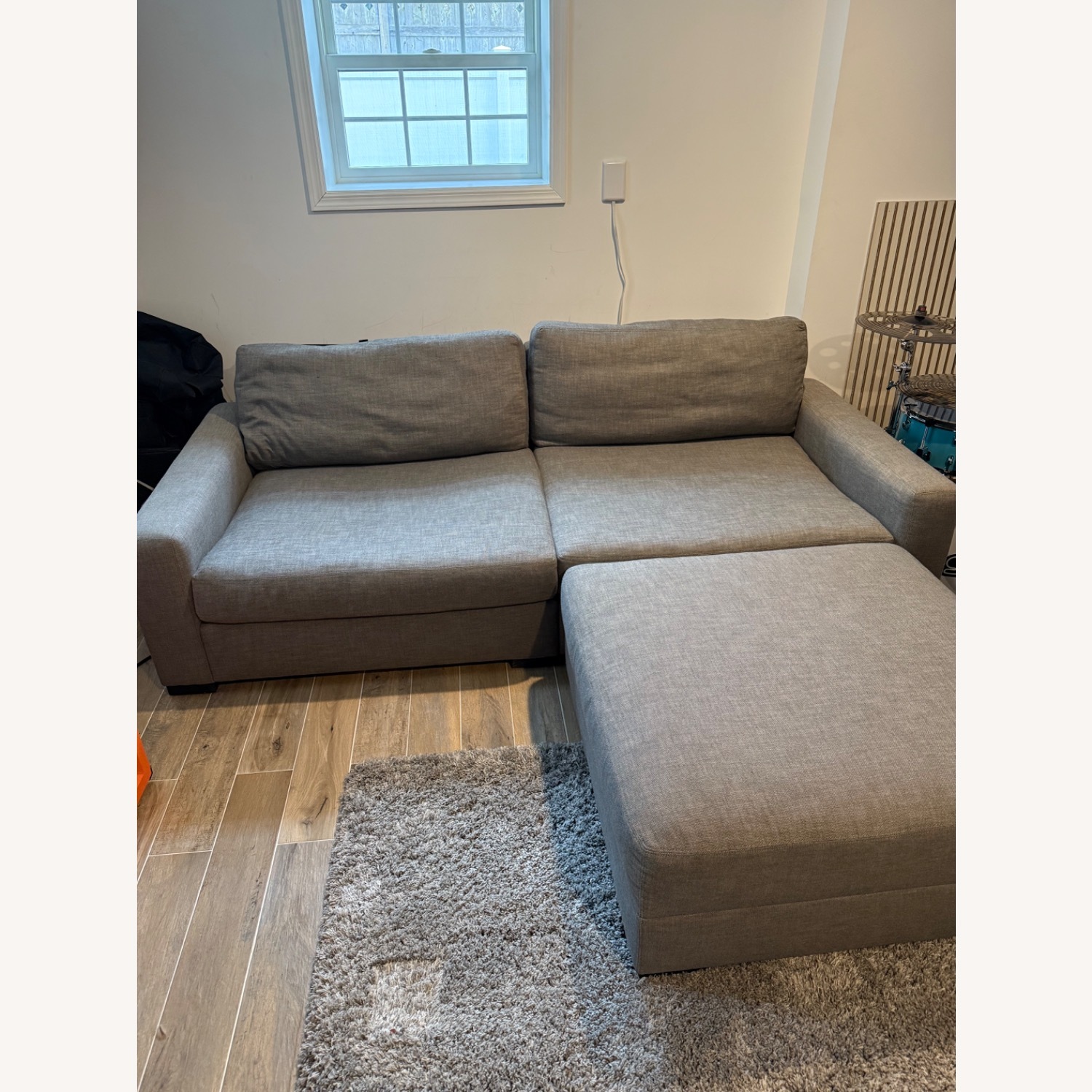 Restoration Hardware Maxwell Grey Sofa w Ottoman - image-2