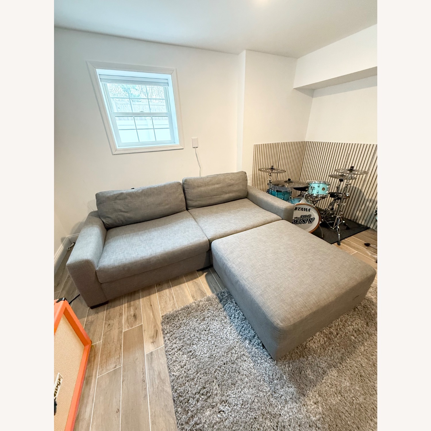 Restoration Hardware Maxwell Grey Sofa w Ottoman - image-5