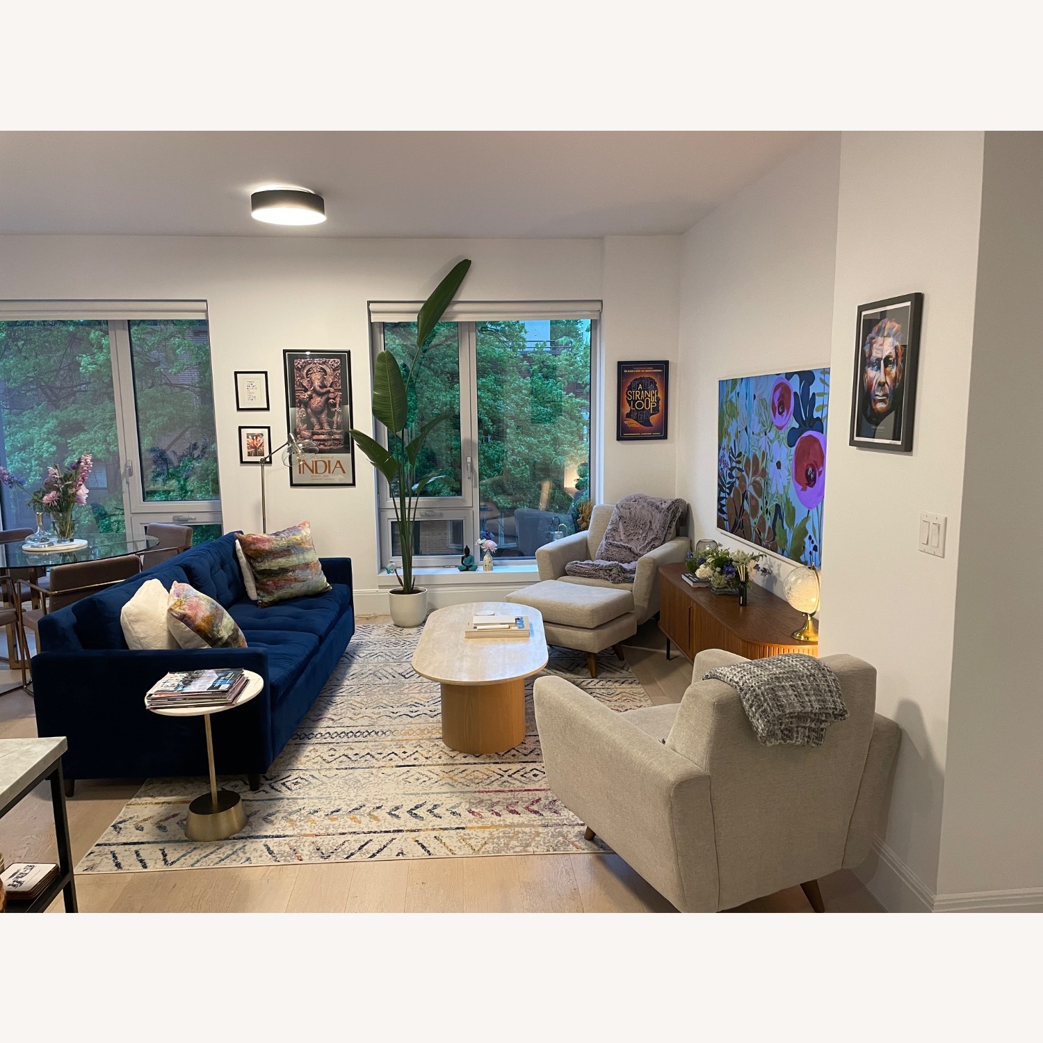 JoyBird Elliot Sleeper Sofa in Blue Velvet  - image-4