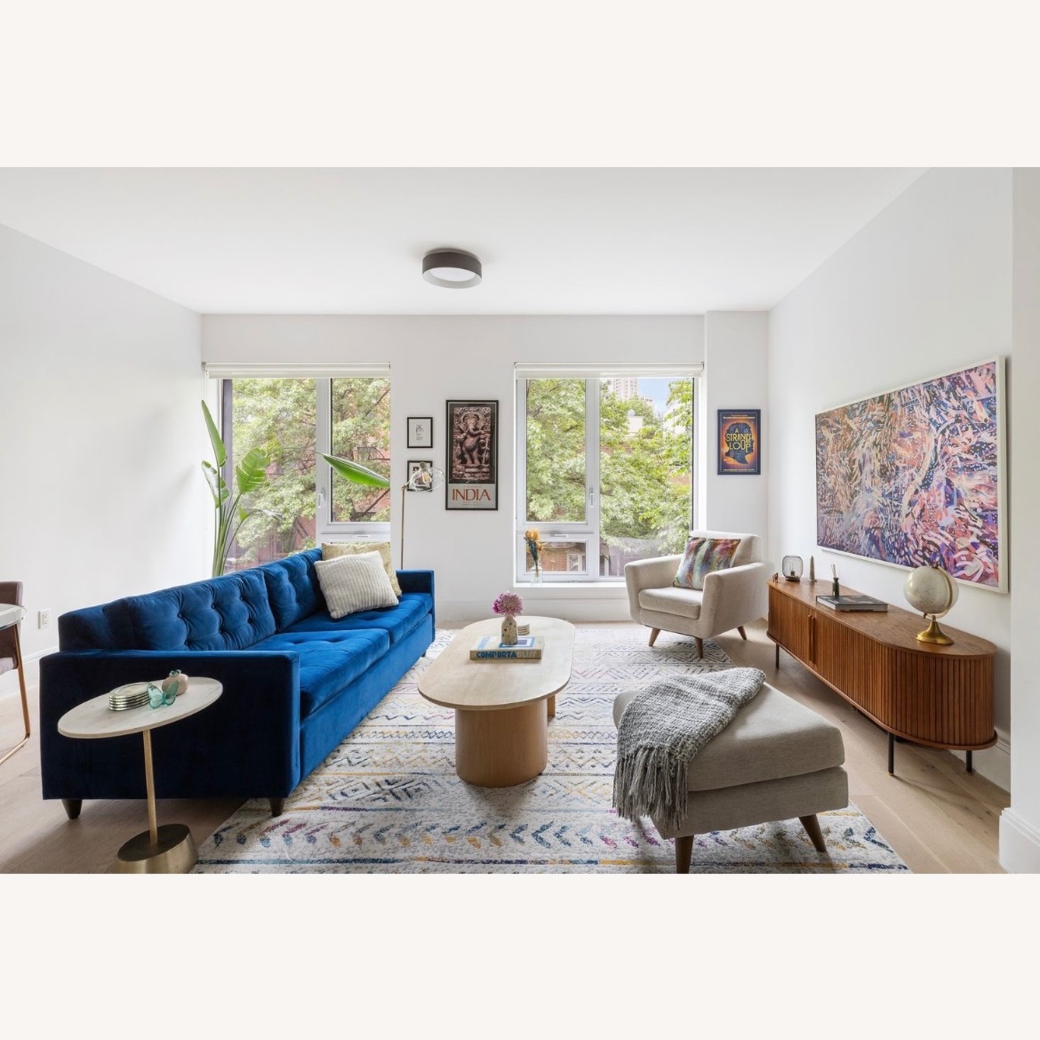 JoyBird Elliot Sleeper Sofa in Blue Velvet  - image-1