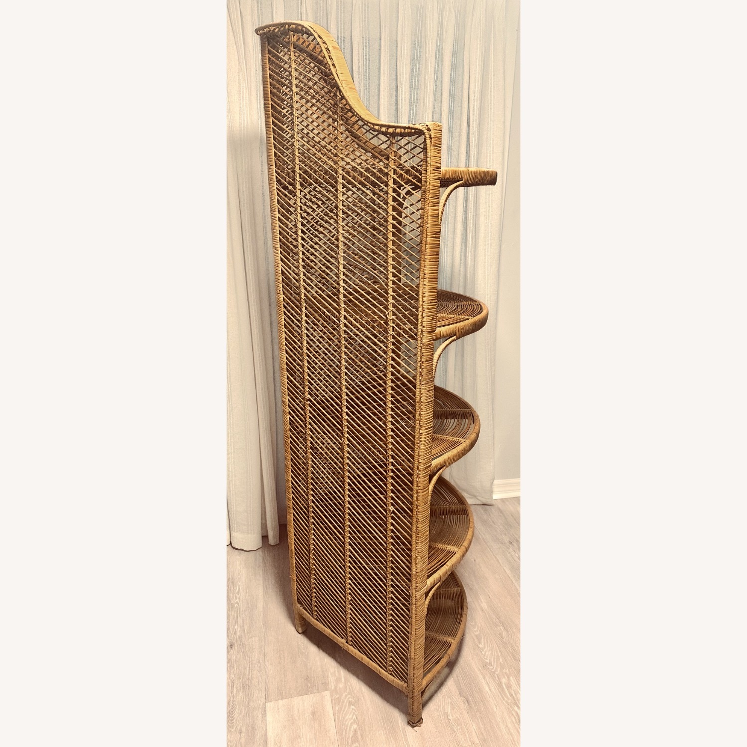 Vintage Wicker Rattan 5-tier Corner Book Shelf - image-4