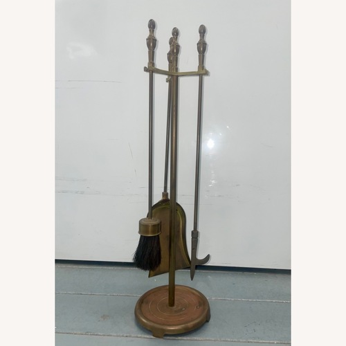 Used Vintage Mid Century Set of Brass Fireplace Tools  for sale on AptDeco