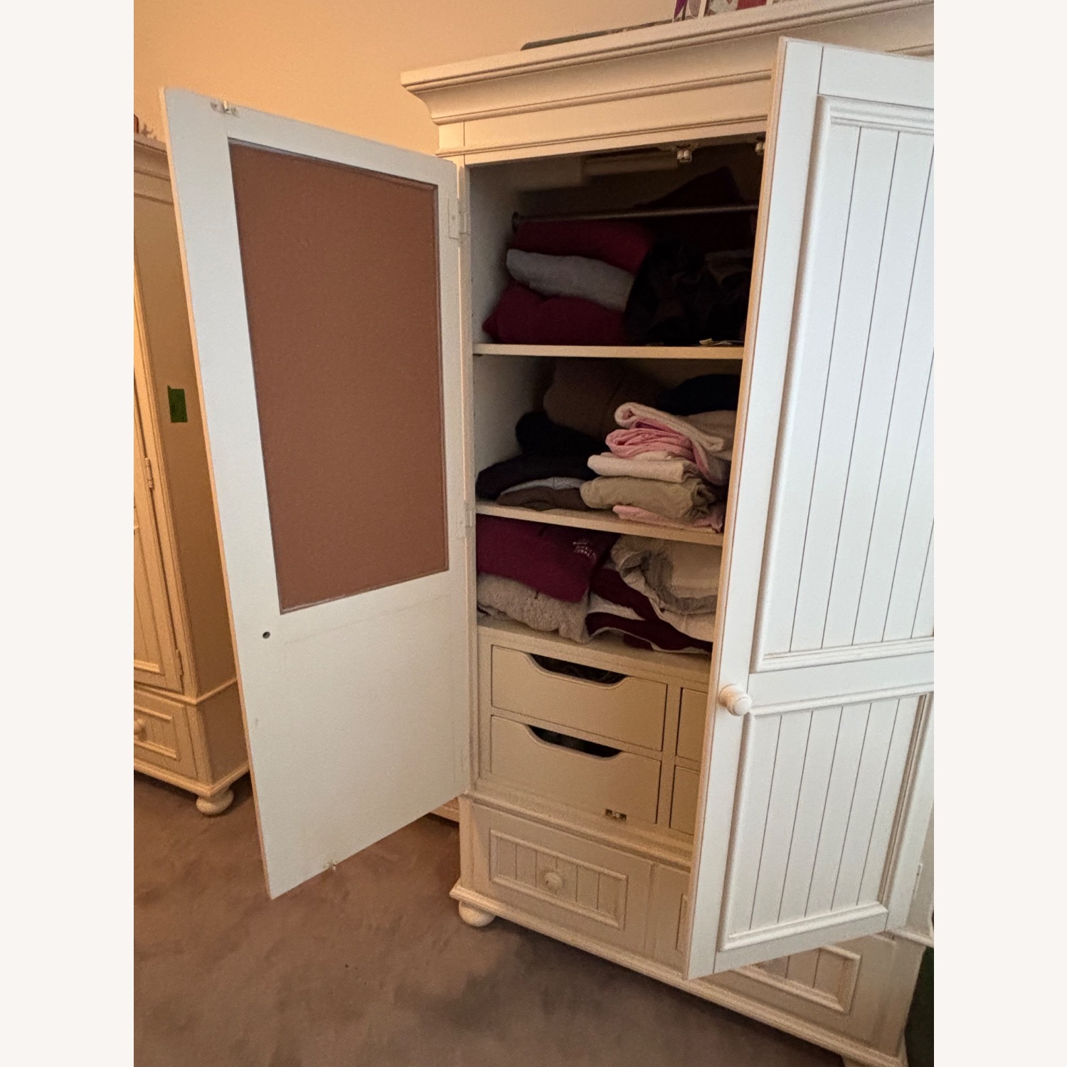 Ethan Allen White Paneled Wardrobe Armoire - image-4