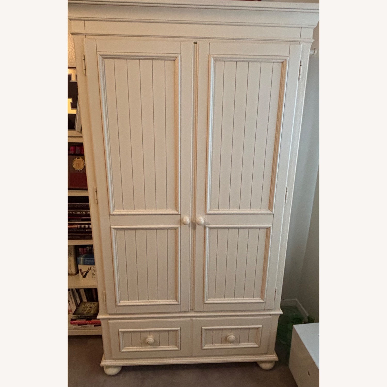 Ethan Allen White Paneled Wardrobe Armoire - image-1