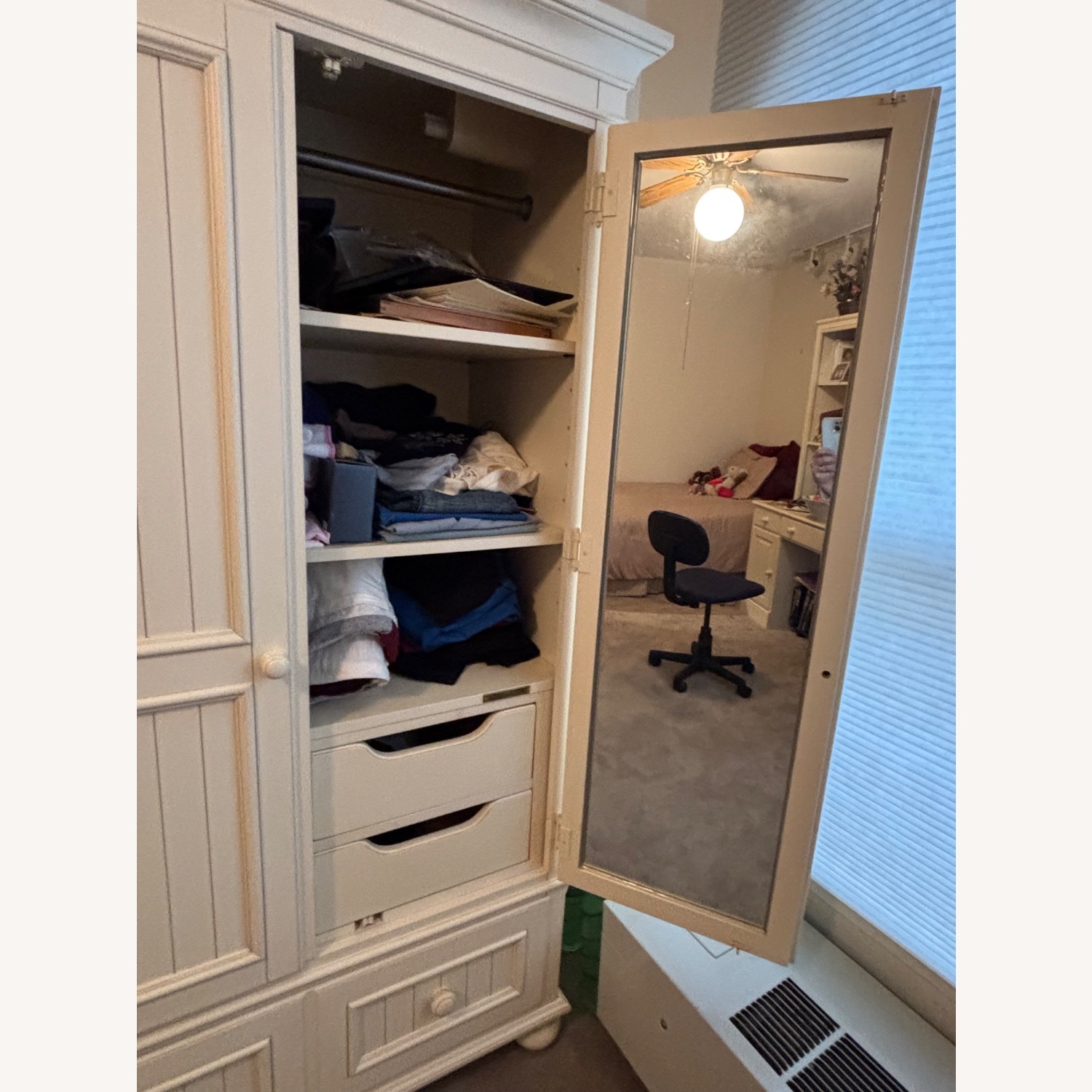 Ethan Allen White Paneled Wardrobe Armoire - image-3