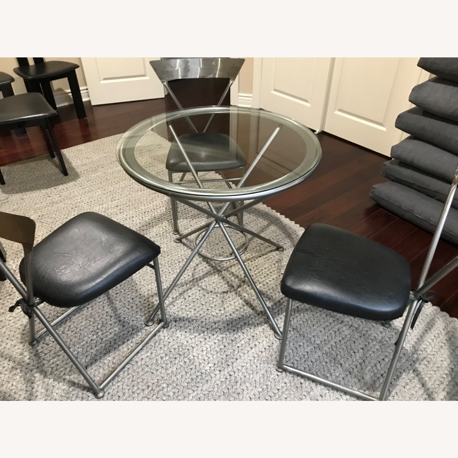 Brushed Pewter Bistro Table and Chairs - AptDeco