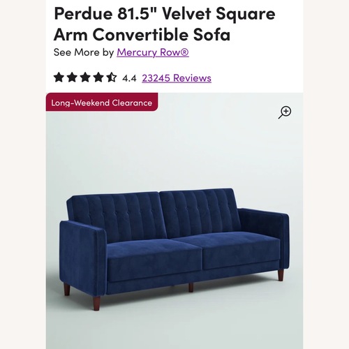 Used Wayfair Perdue 81.5" Velvet Square Arm Convertible Sofa for sale on AptDeco