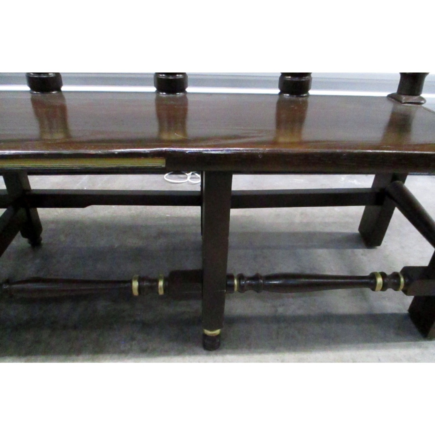 Antique Ornate Wooden Bench - image-7