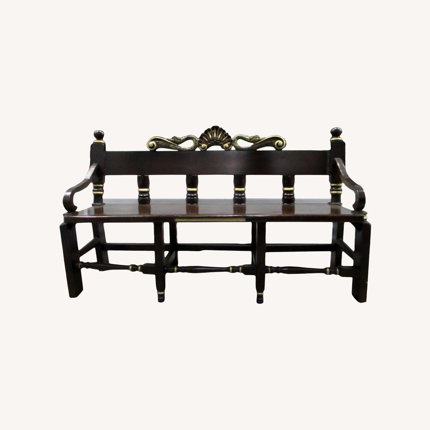Antique Ornate Wooden Bench - image-0