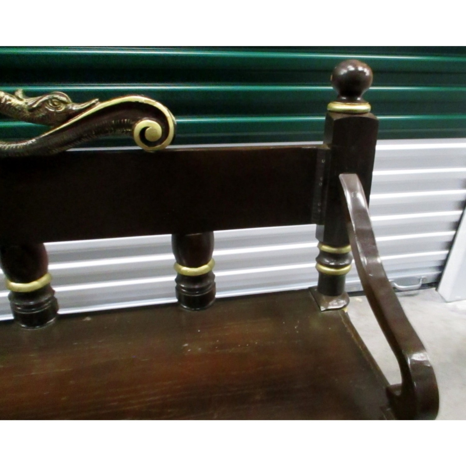 Antique Ornate Wooden Bench - image-3