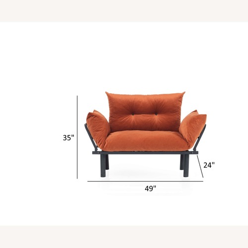Used Orange Velvet Tufted Loveseat for sale on AptDeco