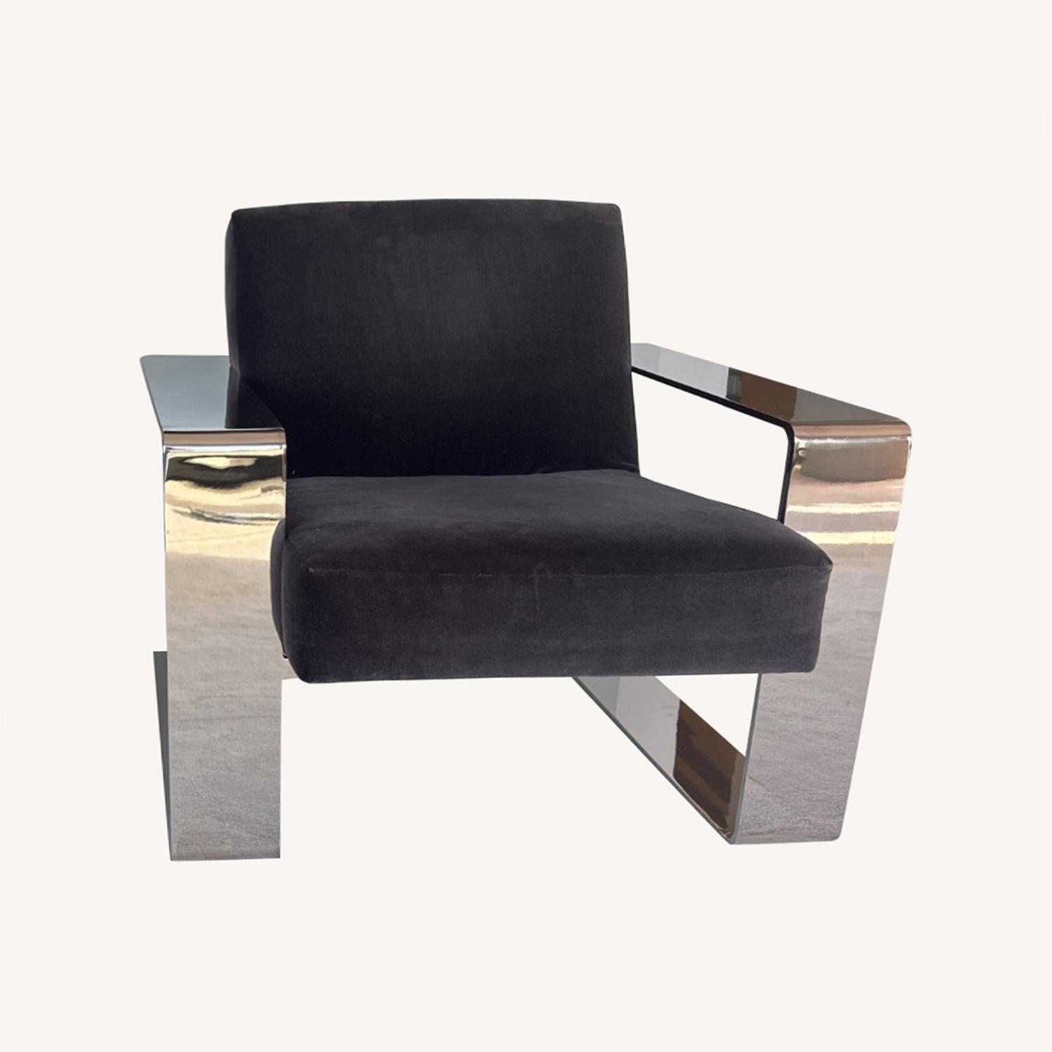 Bernhardt Connor Chair Slate Velvet & Chrome - AptDeco