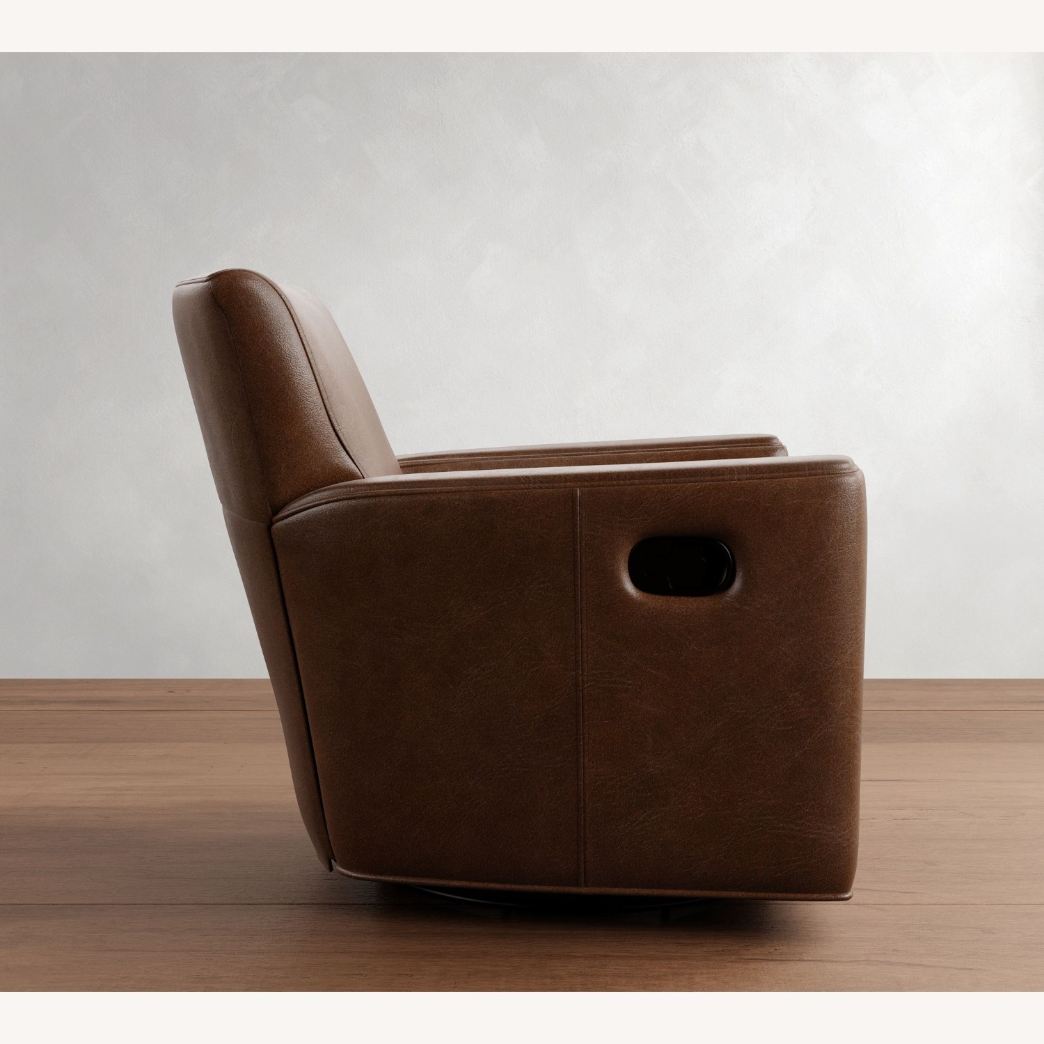 Pottery Barn Irving Square Arm Leather Swivel Chair - image-1