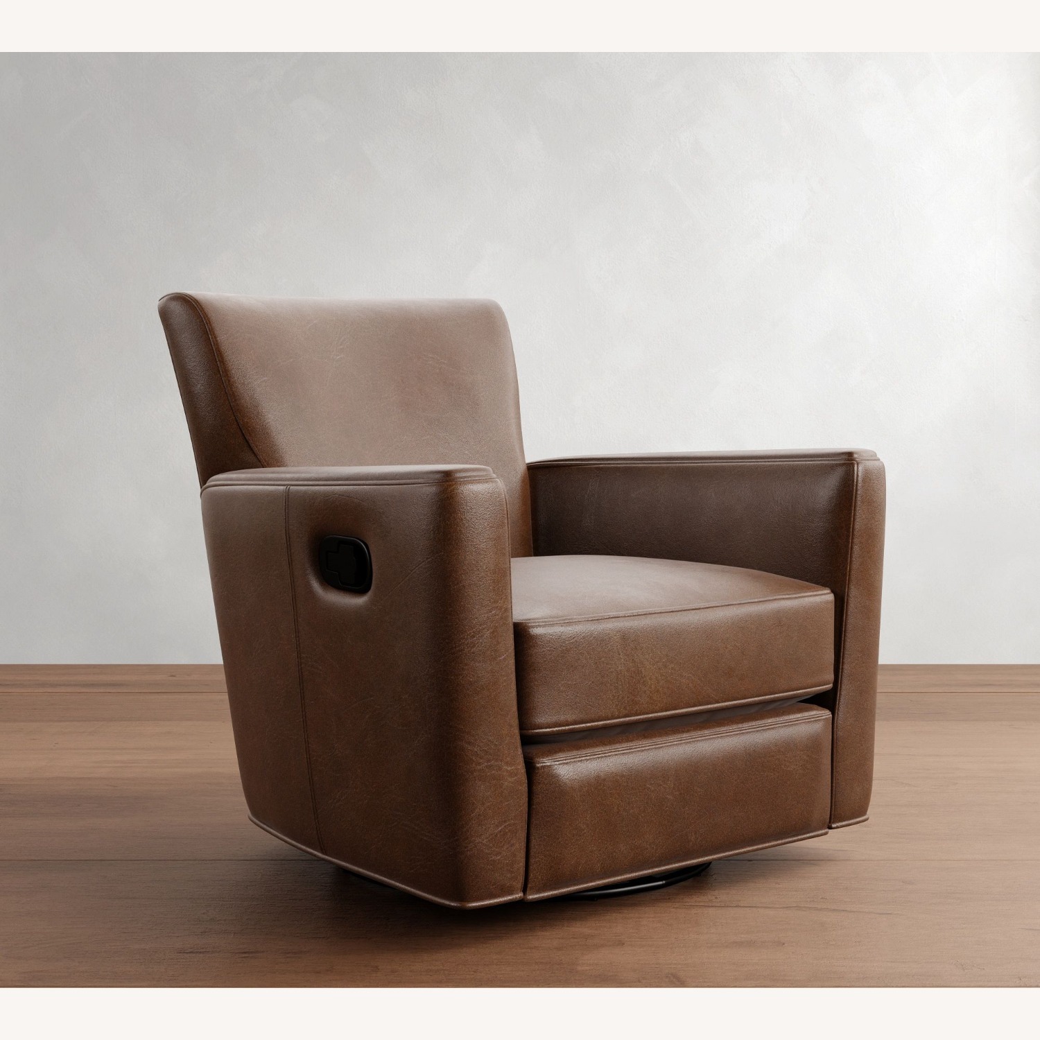 Pottery Barn Irving Square Arm Leather Swivel Chair - image-3