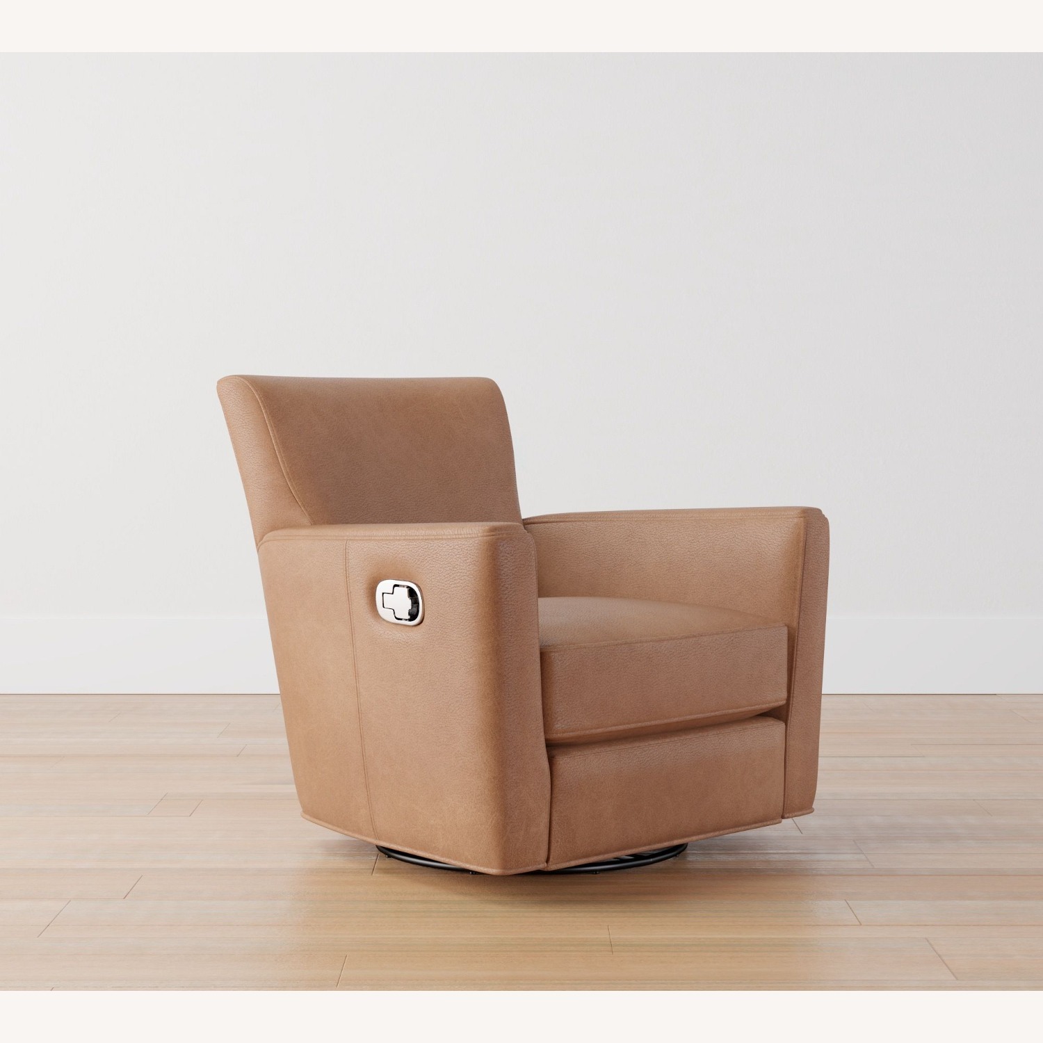 Pottery Barn Irving Square Arm Leather Swivel Chair - image-4