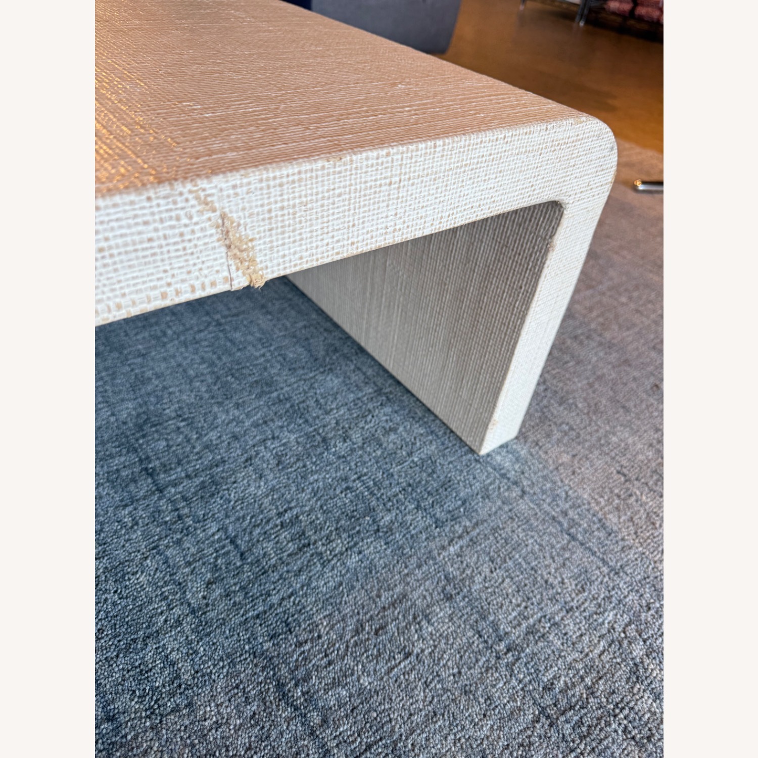 West Elm Solstice Painted Raffia Low Coffee Table  - image-9