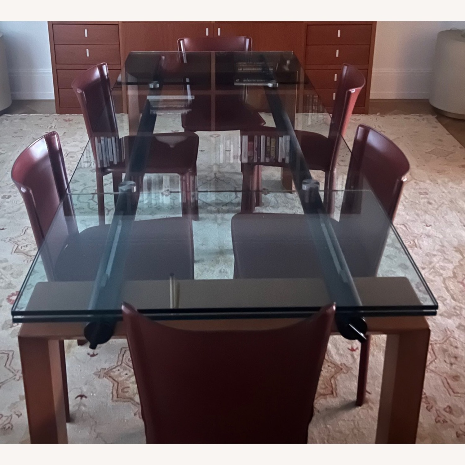 Midcentury Glass Extendable Table 80 -110 inches - AptDeco