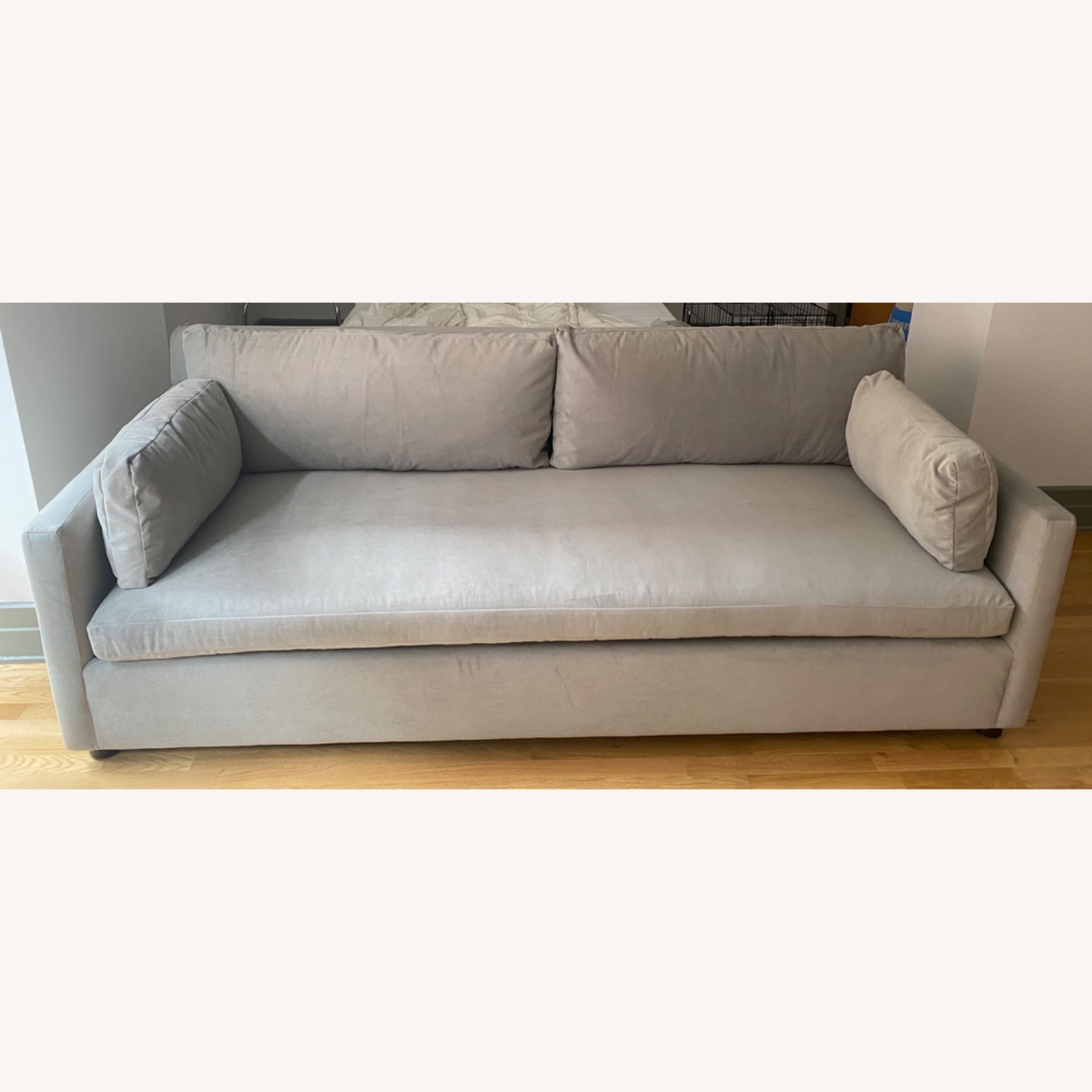 West Elm Marin 86" Sofa, Velvet, Pearl Gray - image-1